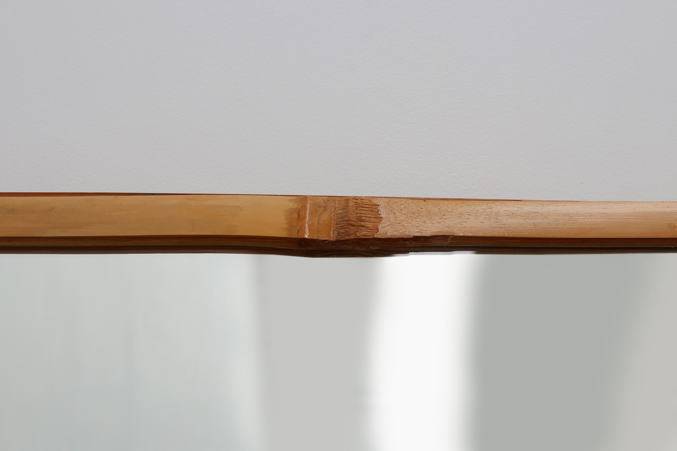 Large Vintage seventies Ibiza style rectangular mirror with bamboo frame thumbnail